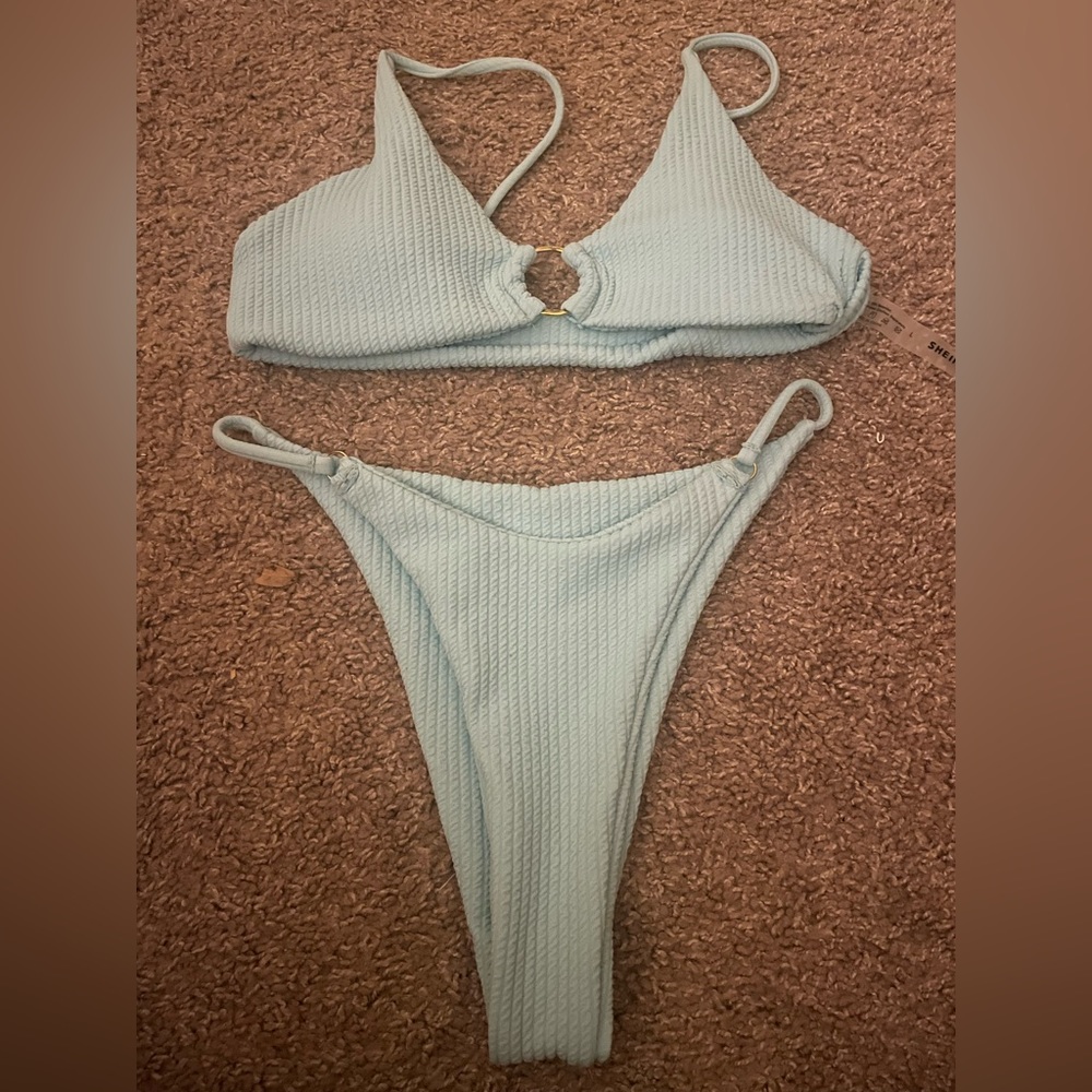 light blue swimsuit